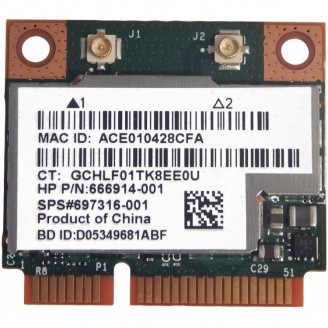 Modul WLAN HP Combo 802.11 a/b/g/n, Bluetooth 4.0, SPS#697316-001 HP P/N: 666914-001 Modul WLAN HP Combo 802.11 a/b/g/n, Bluetooth 4.0, SPS#697316-001 HP P/N: 666914-001