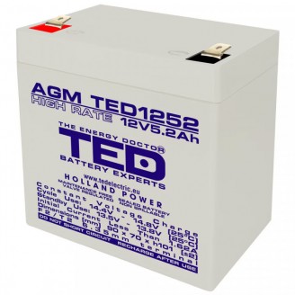 Acumulator Nou TED 1252, AGM VRLA, 12V 5.2Ah High Rate F2 Acumulator Nou TED 1252, AGM VRLA, 12V 5.2Ah High Rate F2