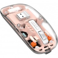 Mouse Nou M133, 2400dpi, 5 Butoane, Indicator Nivel Baterie, Transparent, Roz, Wireless + Bluetooth Mouse Nou M133, 2400dpi, 5 Butoane, Indicator Nivel Baterie, Transparent, Roz, Wireless + Bluetooth