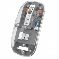 Mouse Nou M133, 2400dpi, 5 Butoane, Indicator Nivel Baterie, Transparent, Gri, Wireless + Bluetooth Mouse Nou M133, 2400dpi, 5 Butoane, Indicator Nivel Baterie, Transparent, Gri, Wireless + Bluetooth