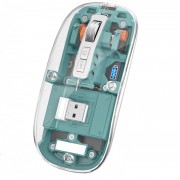 Mouse Nou M133, 2400dpi, 5 Butoane, Indicator Nivel Baterie, Transparent, Verde, Wireless + Bluetooth Mouse Nou M133, 2400dpi, 5 Butoane, Indicator Nivel Baterie, Transparent, Verde, Wireless + Bluetooth