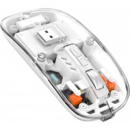 Mouse Nou M133, 2400dpi, 5 Butoane, Indicator Nivel Baterie, Transparent, Alb, Wireless + Bluetooth Mouse Nou M133, 2400dpi, 5 Butoane, Indicator Nivel Baterie, Transparent, Alb, Wireless + Bluetooth