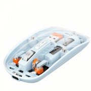 Mouse Nou M233, 1600dpi, 5 Butoane, Indicator Nivel Baterie, Transparent, Albastru, Wireless + Bluetooth Mouse Nou M233, 1600dpi, 5 Butoane, Indicator Nivel Baterie, Transparent, Albastru, Wireless + Bluetooth
