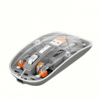 Mouse Nou M233, 1600dpi, 5 Butoane, Indicator Nivel Baterie, Transparent, Gri, Wireless + Bluetooth Mouse Nou M233, 1600dpi, 5 Butoane, Indicator Nivel Baterie, Transparent, Gri, Wireless + Bluetooth