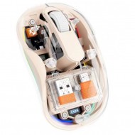 Mouse Nou M333, 2400dpi, 3 Butoane, Indicator Nivel Baterie, Transparent, RGB, Crem, USB-A + USB-C, Wireless + Bluetooth Mouse Nou M333, 2400dpi, 3 Butoane, Indicator Nivel Baterie, Transparent, RGB, Crem, USB-A + USB-C, Wireless + Bluetooth